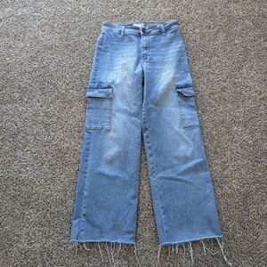 Oat New York Wide Leg Cargo Jeans Size 8/29 Light Wash
